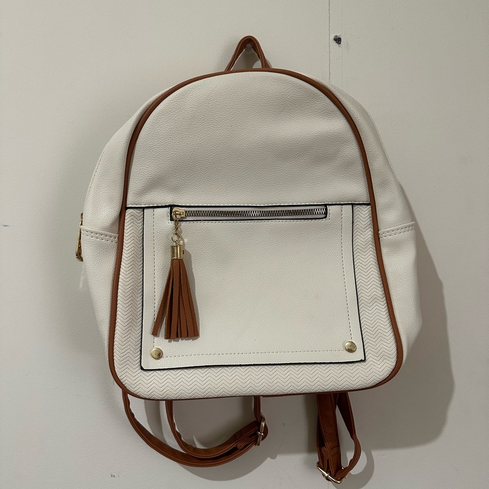 Montana West Beige Faux Leather Anti Theft Mini Backpack Purse